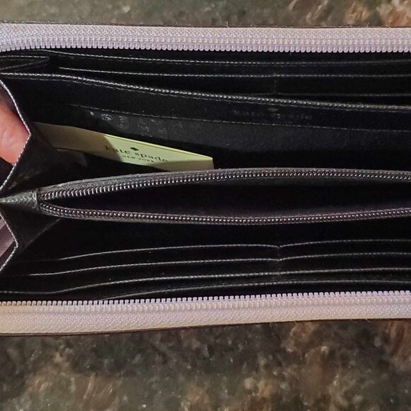 Kate Spade Purple Glitter Mavis Street Neda Contiental Zip around Wallet - Picture 9 of 9